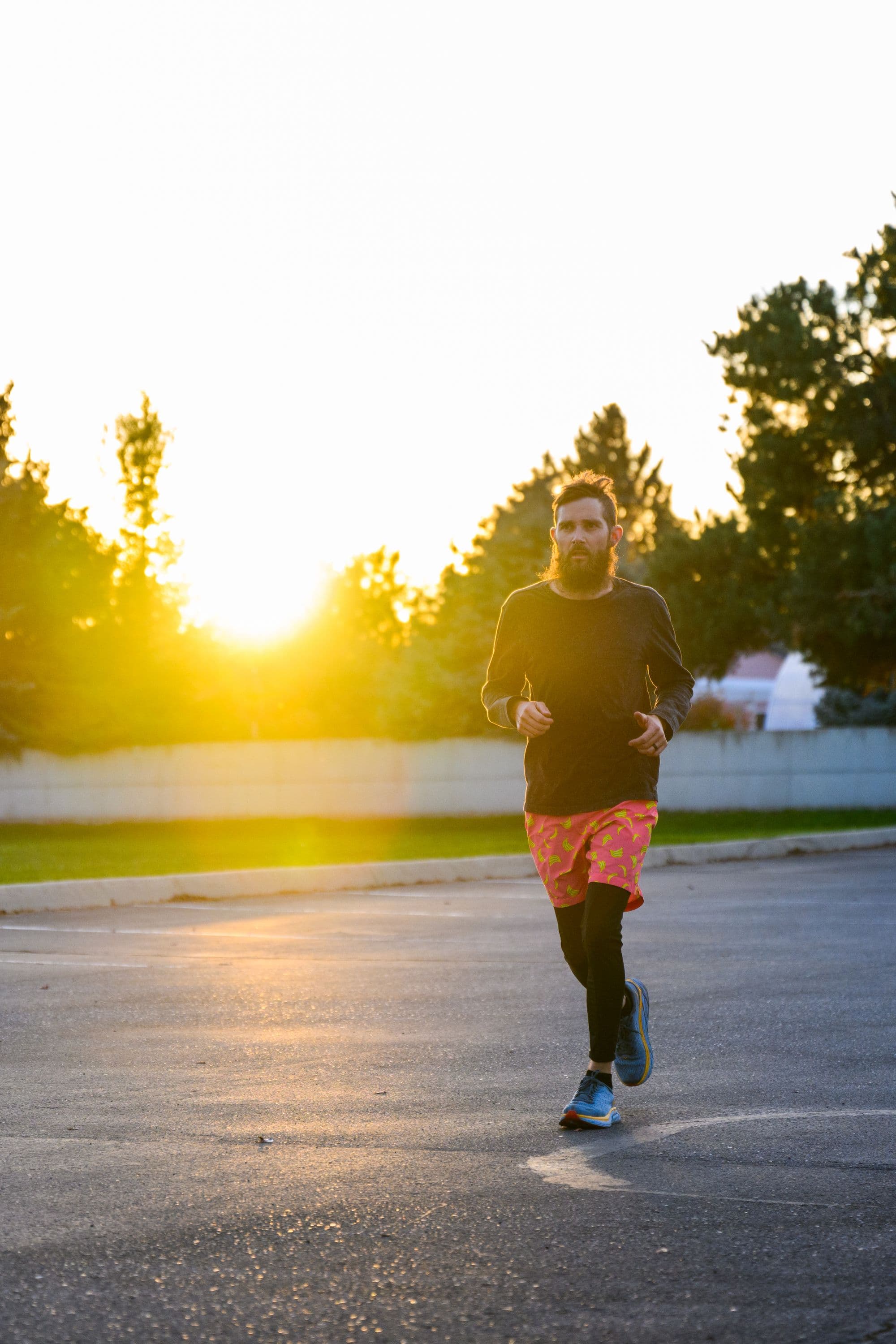 Man out for a morning run in the park